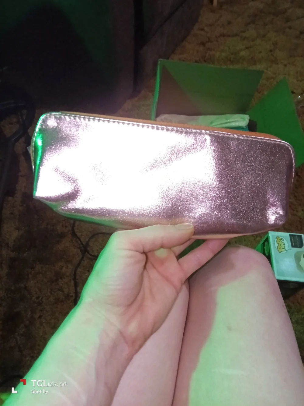 Metallic Pink Zip Pouch - Cosmetic & Accessory Organizer